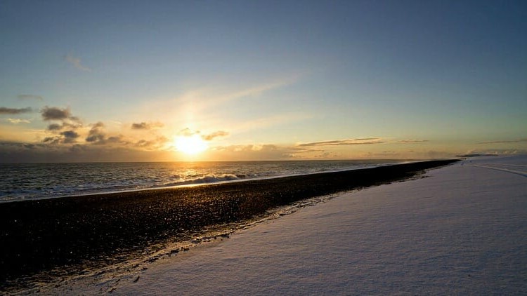 Iceland black sand beach in winter