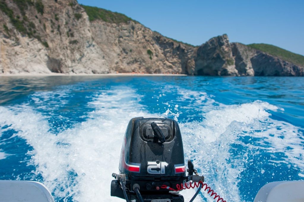 Speedboat cruising off the Corfu coastline