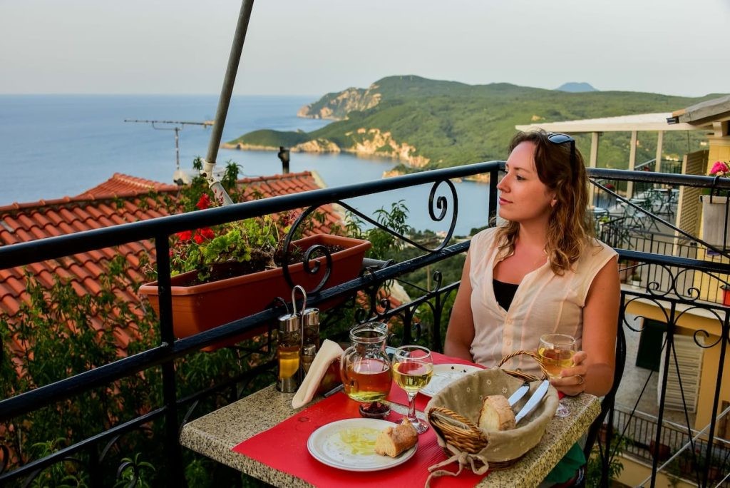 Dinner with sea views in Lakones, Corfu