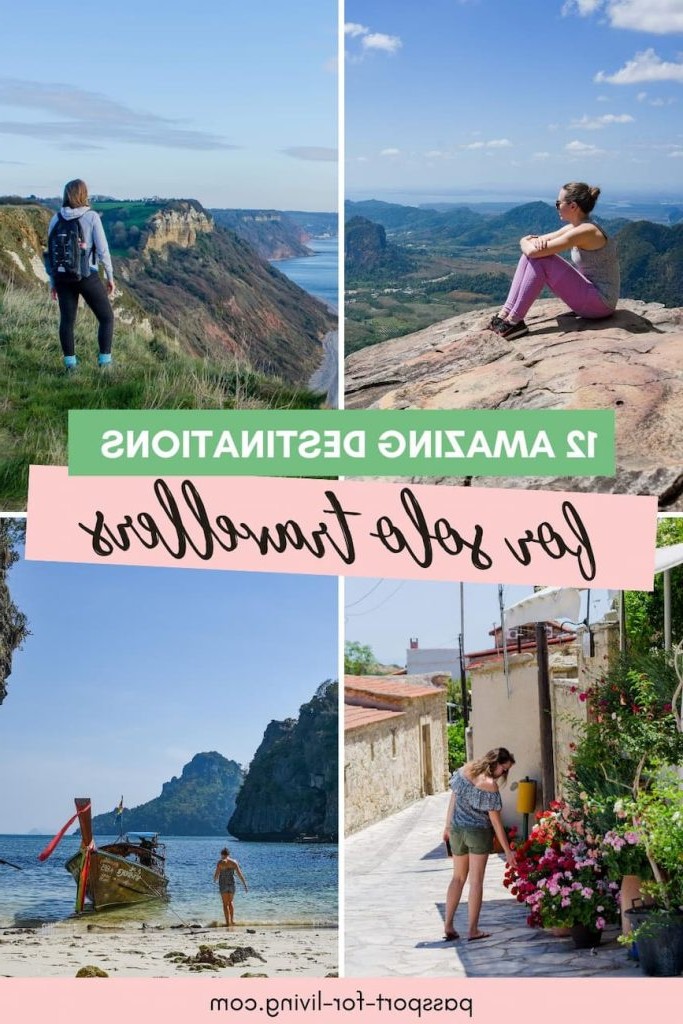 Collage of solo travel scenes