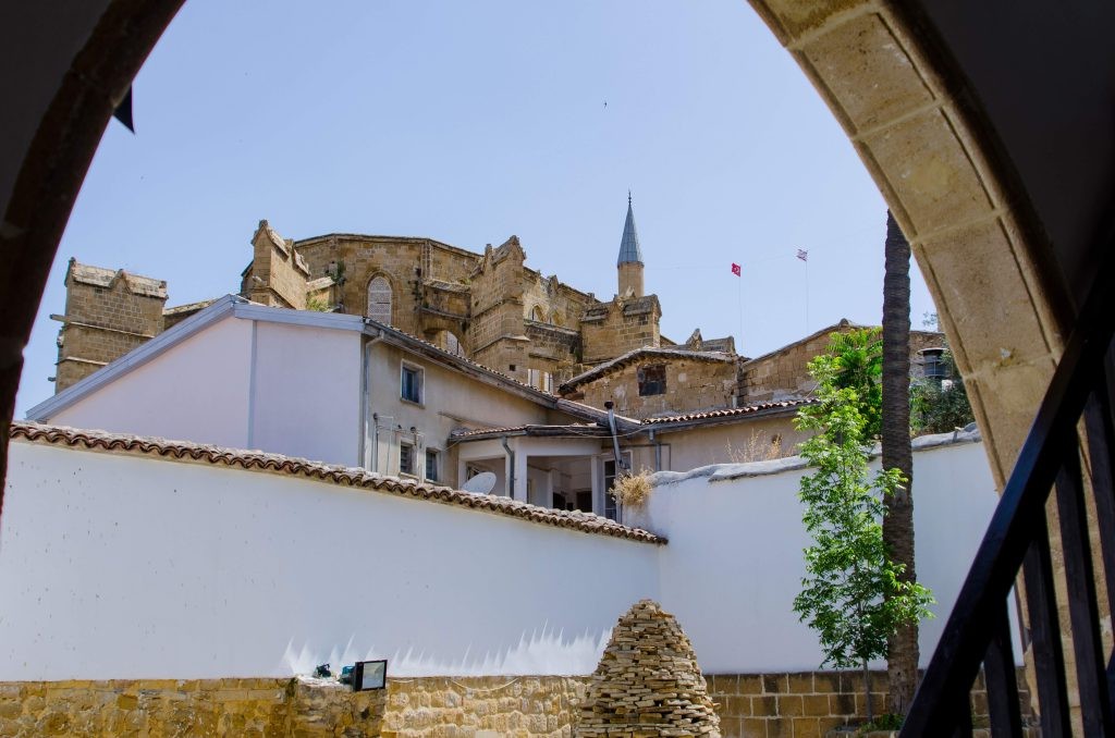 Stone arches and fortress walls in Nicosia, Northern Cyprus.