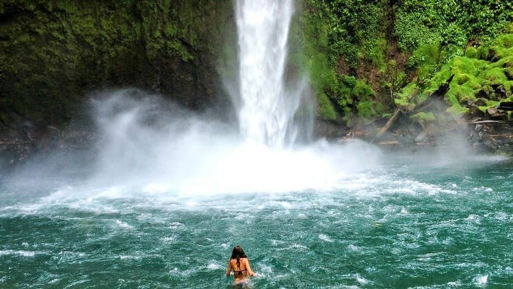 Swimming at La Fortuna Waterfall, Costa Rica