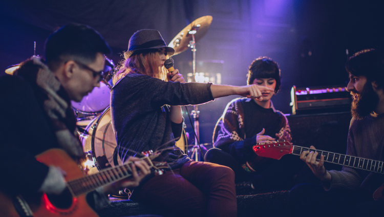 Local band playing in a pub