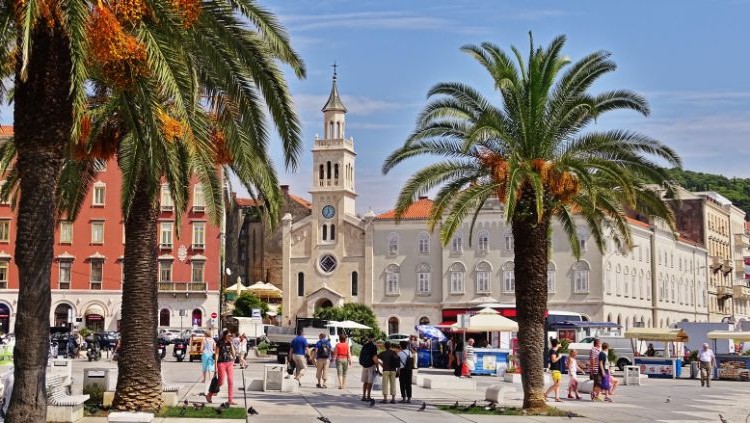 Port city of Split, Croatia at sunset