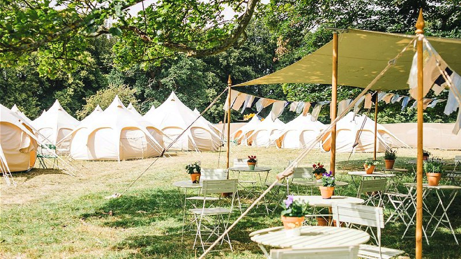 Rows of tents at a UK music festival